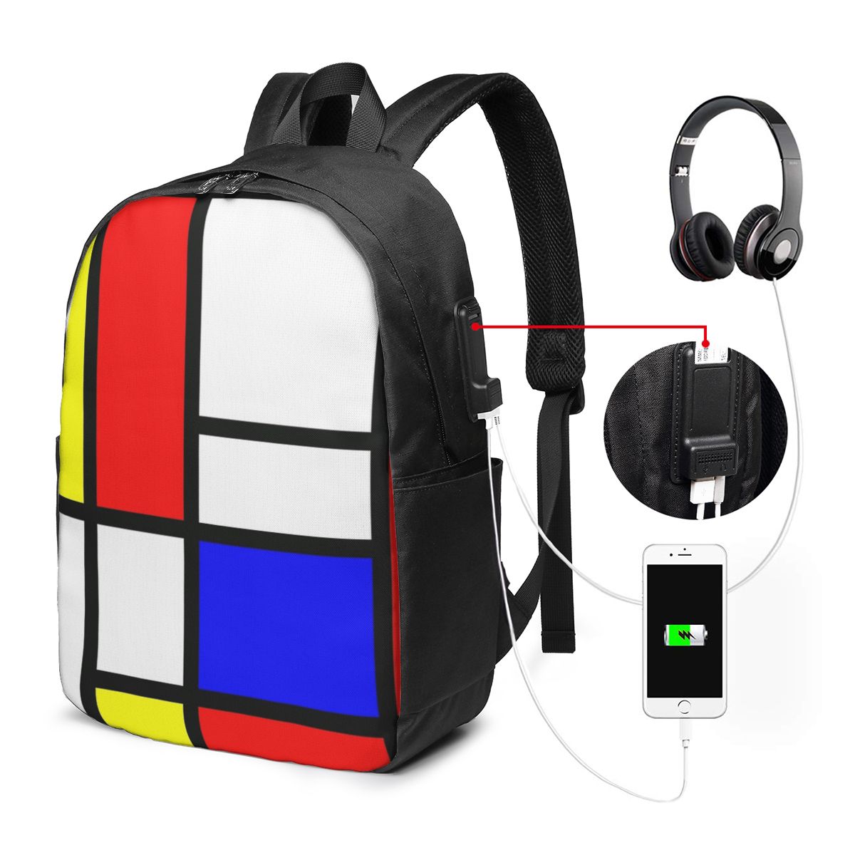 Travel Bags - Plecak z motywem Kompozycji P. Mondriana,