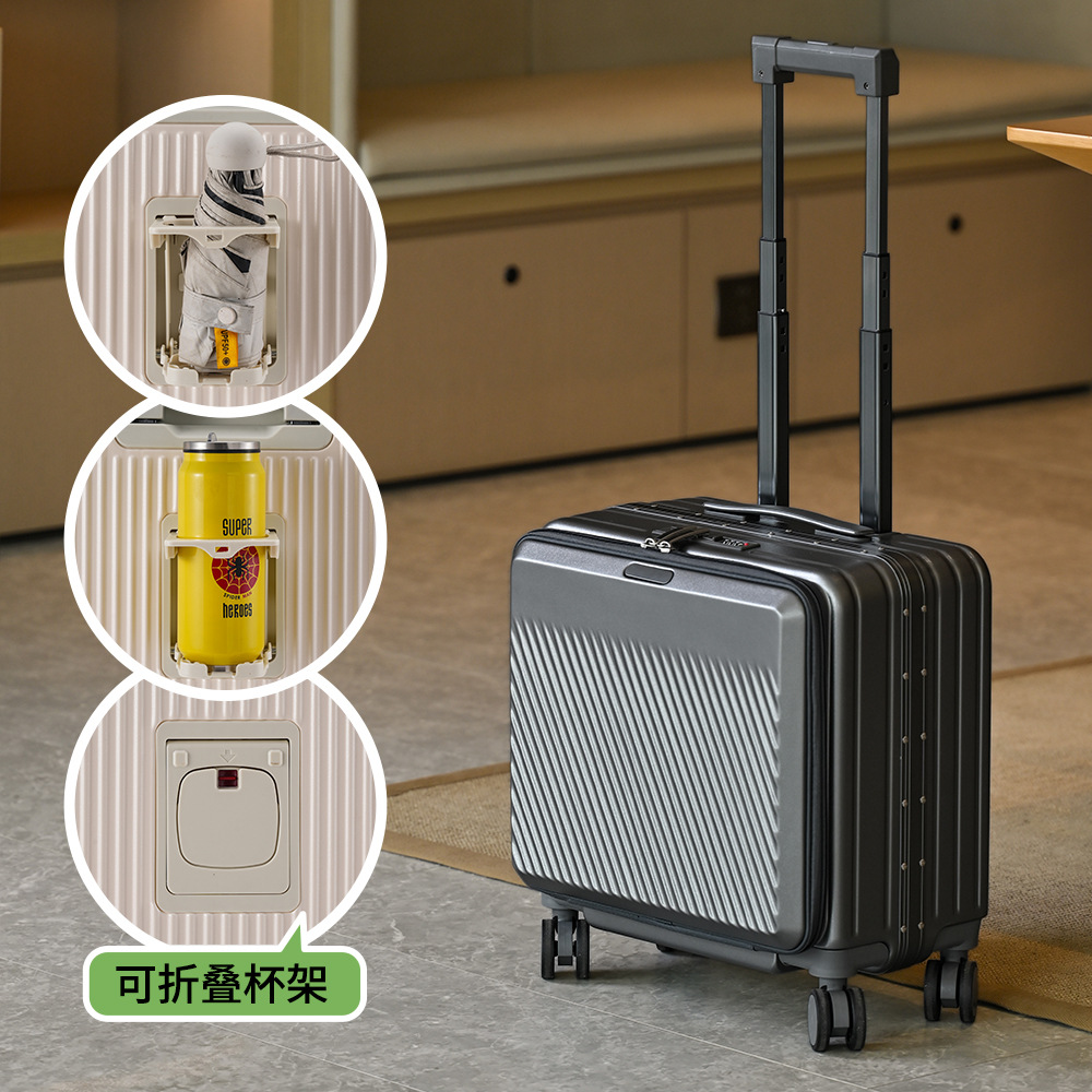 Aluminum Frame Carry On Luggage - Walizka kabinowa z aluminiową ramą, otwierana