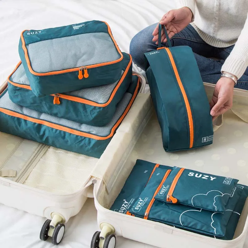 Foldable Rolling Luggage Bag - 7/6 sztuk zestaw organizator podróży torby
