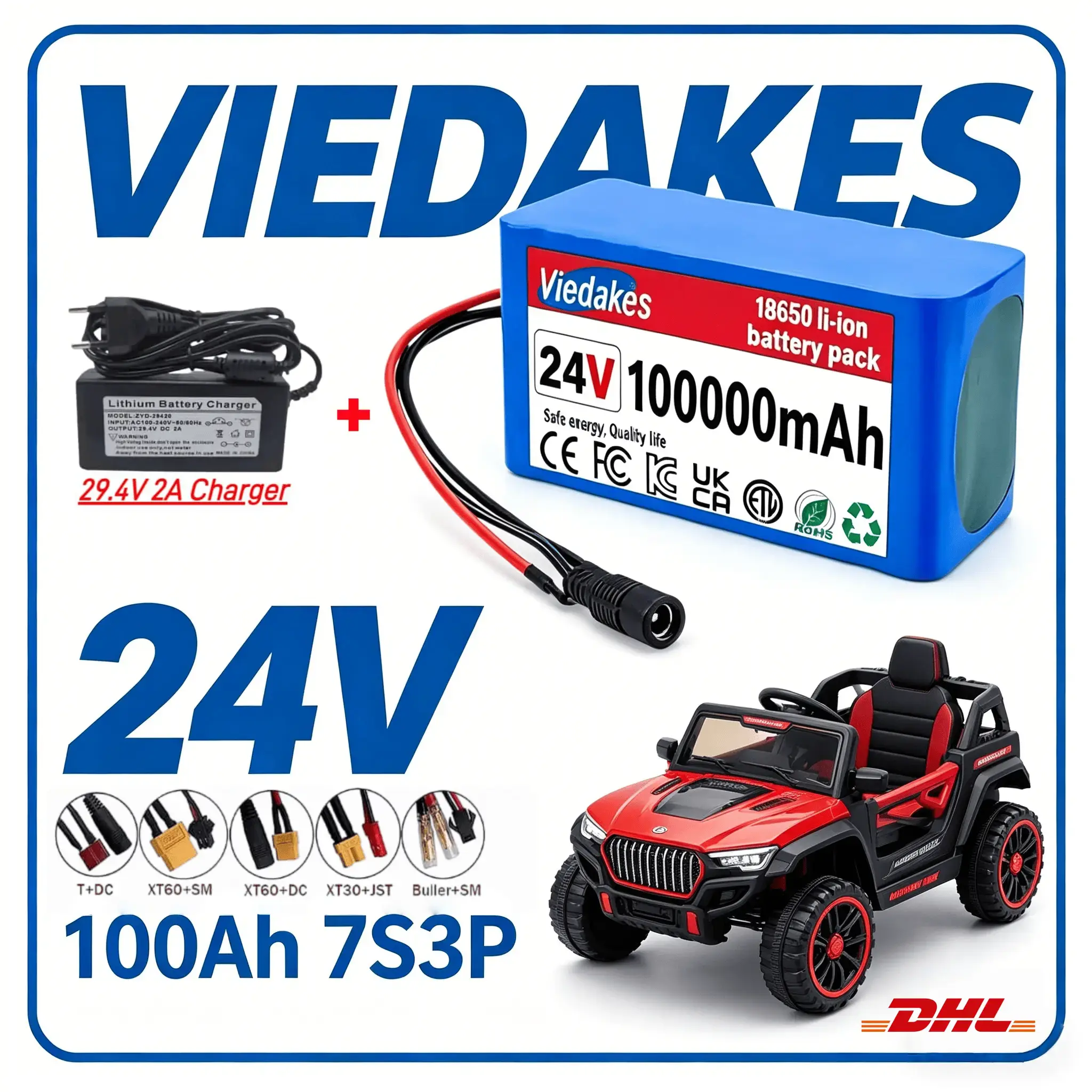 Kids Ride On Suitcase Scooter - ✈️ ✈️ VIEDAKES 24V 40Ah 7S3P