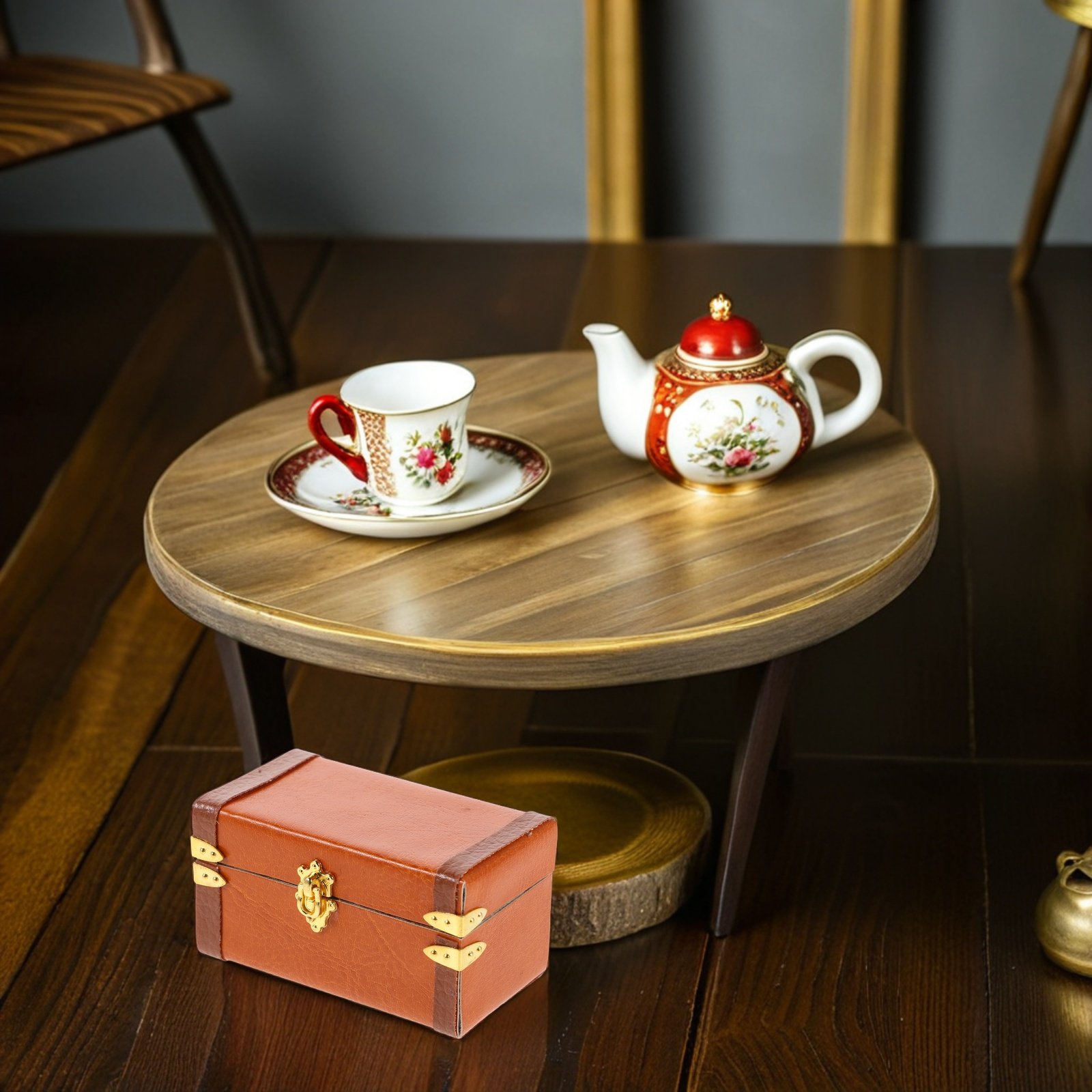 Retro Vintage Trunk Suitcase - Miniaturowa, stylizowana na starą walizkę, idealna