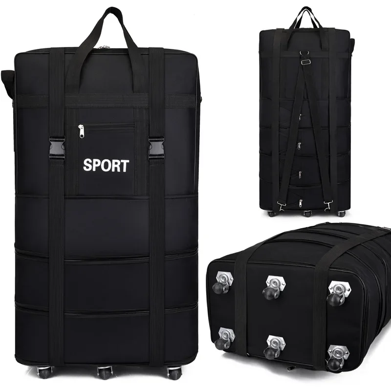 Foldable Rolling Luggage Bag - Plus Airline Checked Bag Oxford Duża