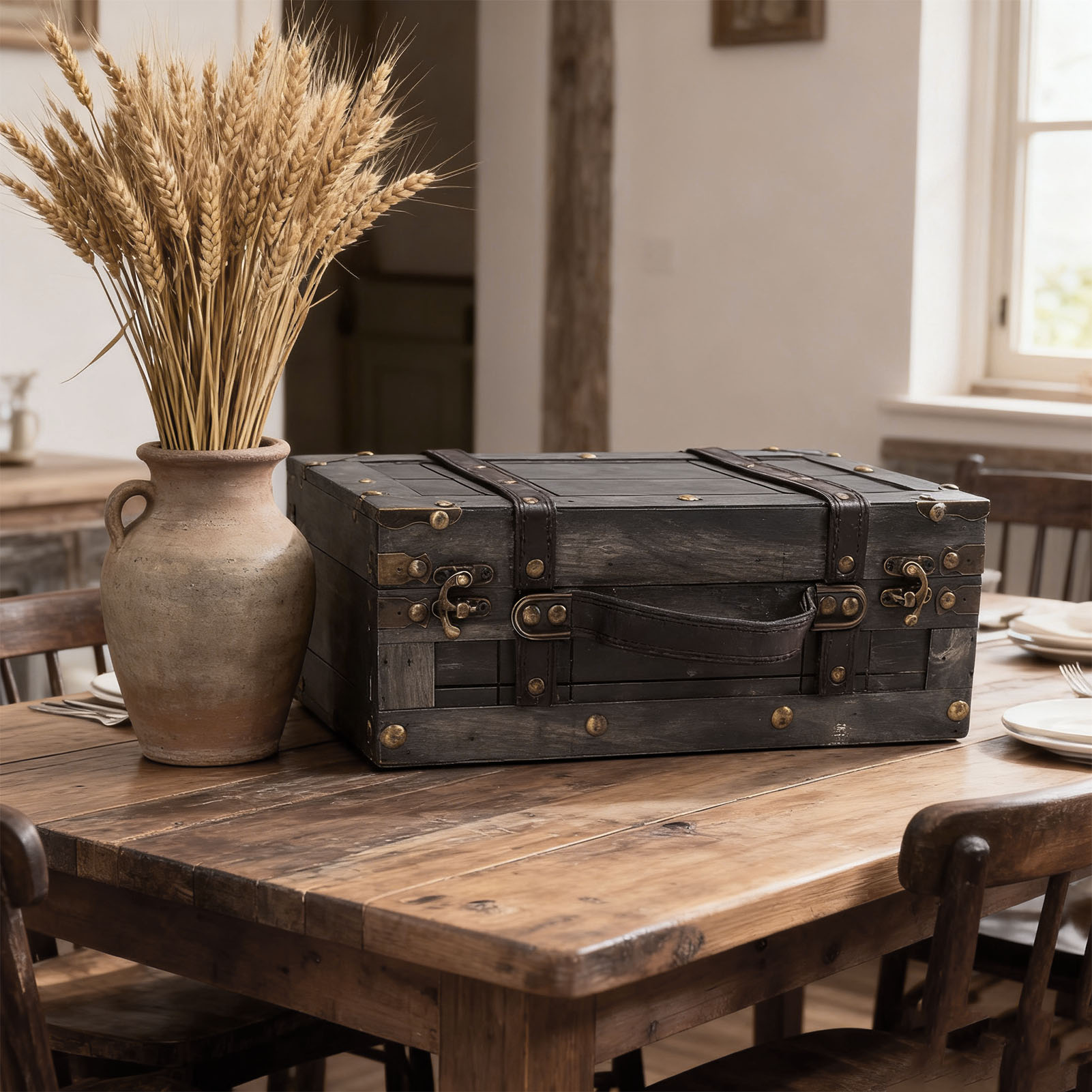 Drewniana skrzynia do przechow – Retro Vintage Trunk Suitcase recenzja i cena